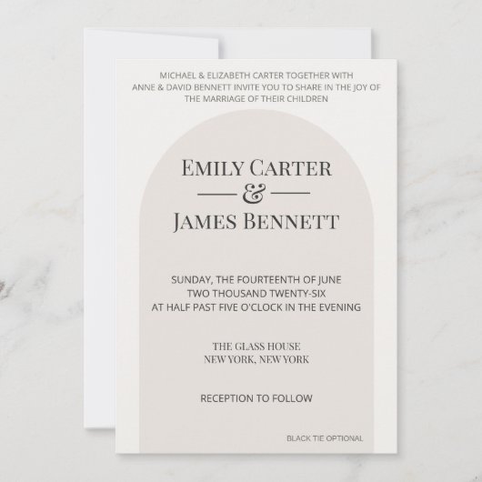 Modèle de faire-part de mariage Modern Arch (Devant)