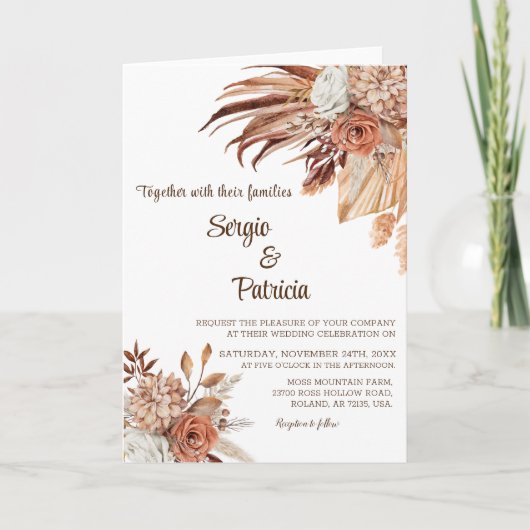 Modèle de faire-part de mariage rustique plié (Devant)