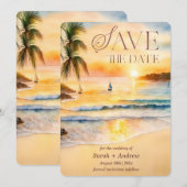 Modèle de faire-part de plage tropicale à imprimer (Devant / Derrière)
