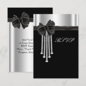 Modèle de faire-part Diamant Arc Argent Noir (Devant / Derrière)