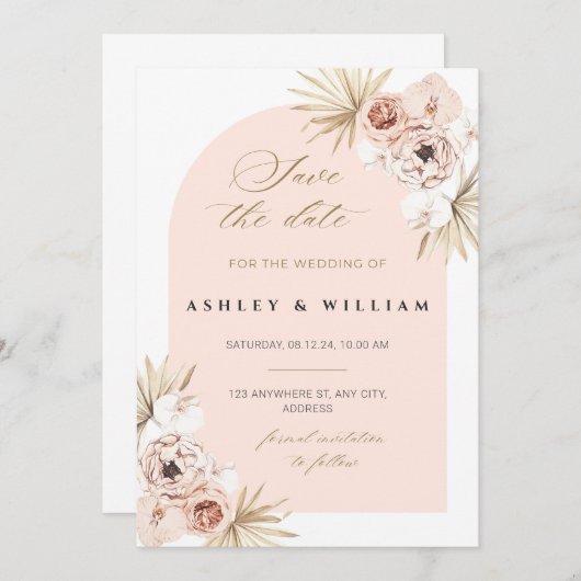 Modèle de faire-part élégant de mariage pour sauve (Devant / Derrière)