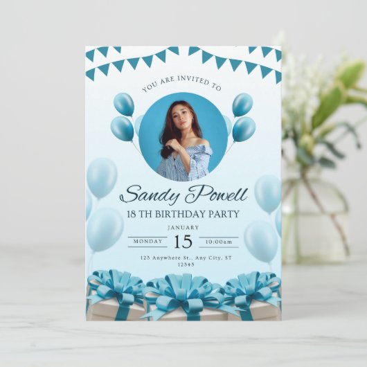 Modèle de fête modifiable Invitation d'anniversair (Debout devant)
