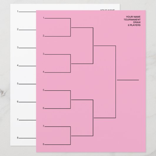 Modèle de feuille de tirage au sort pour 8 équipes (Devant / Derrière)