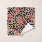 Modèle de fleurs de Poster de animal léopard (Gant de toilette)