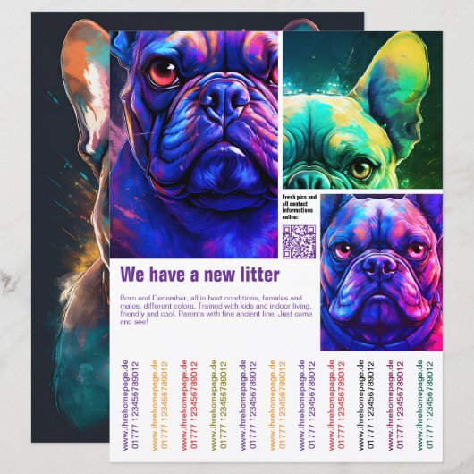 modèle de flyer de chiots à vendre avec QR code (Devant / Derrière)