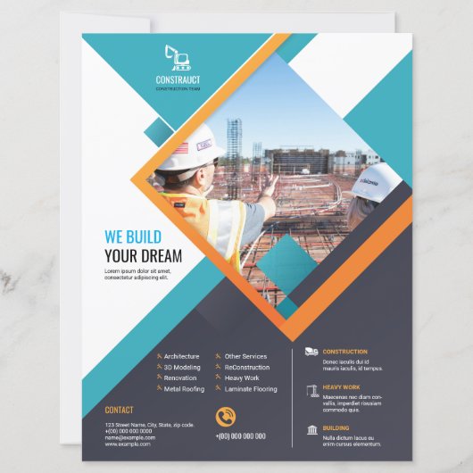 Modèle de flyer de construction professionnelle (Devant)