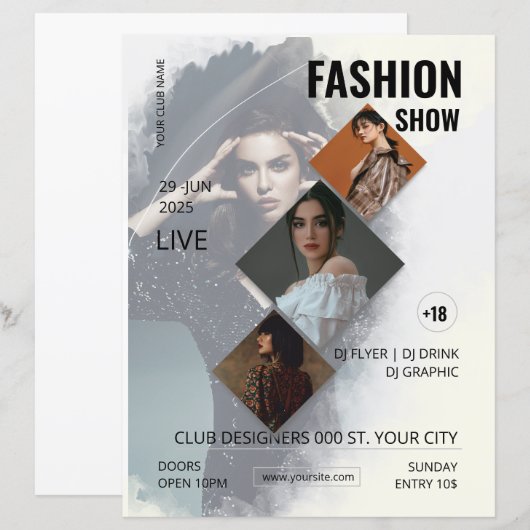Modèle de flyer de défilé de mode (Devant / Derrière)