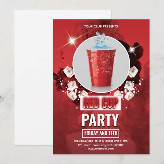 Modèle de Flyer de la Coupe Rouge | Invitation mod (Devant / Derrière)
