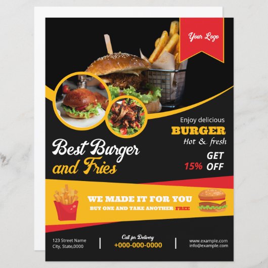 Modèle de Flyer de Menu de Restaurant (Devant / Derrière)