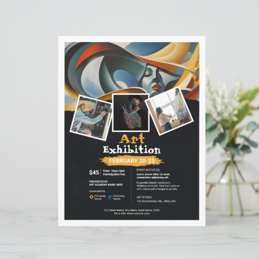 Modèle de flyer d'événement d'exposition d'art (Debout devant)