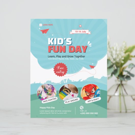 Modèle de flyer Kid's Funday (Debout devant)