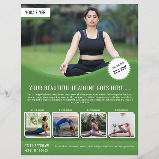 Modèle de flyer Yoga et Fitness (Devant)