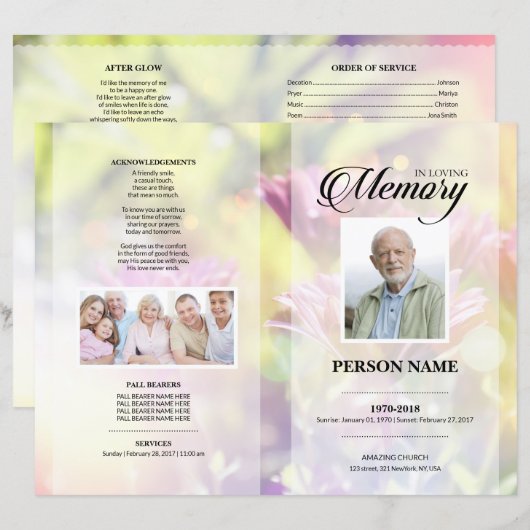 Modèle de funérailles fleuries (Devant / Derrière)