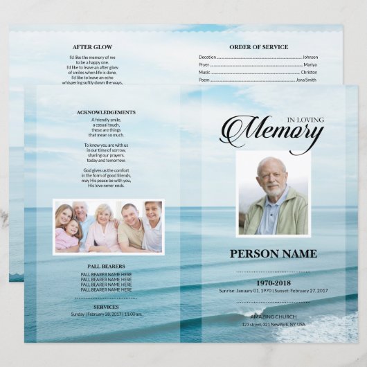 Modèle de funérailles plage (Devant / Derrière)