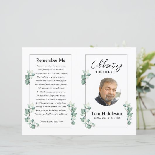 Modèle de la brochure du programme funéraire (Debout devant)