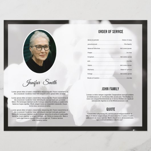 Modèle de la brochure du programme funéraire (Dos)