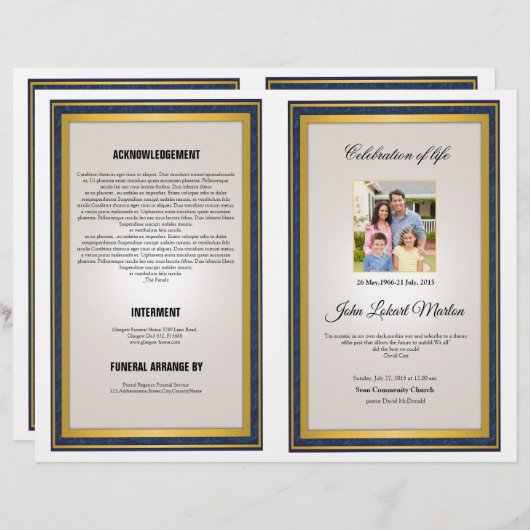 Modèle de la brochure funéraire (Devant / Derrière)