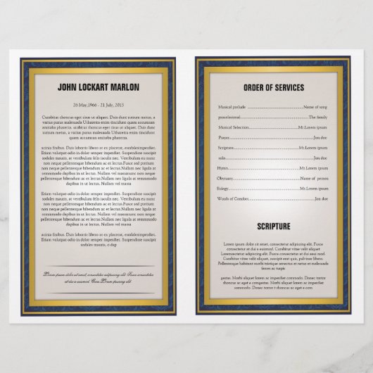 Modèle de la brochure funéraire (Dos)