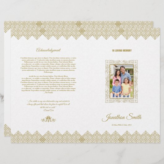 Modèle de la brochure funéraire (Devant / Derrière)