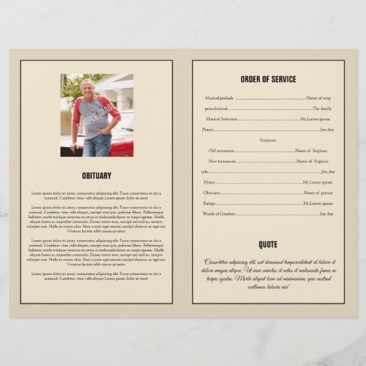 Modèle de la brochure funéraire (Dos)