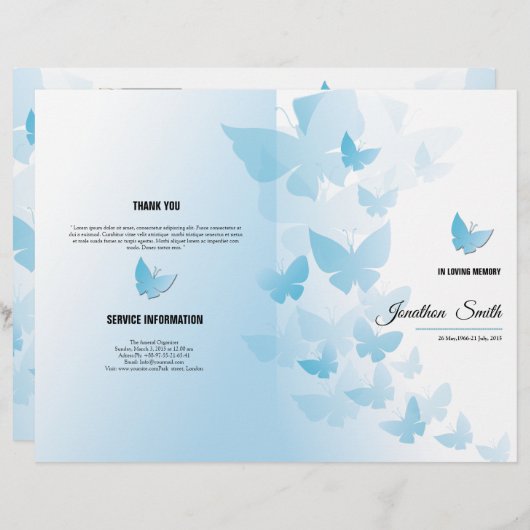 Modèle de la brochure funéraire (Devant / Derrière)