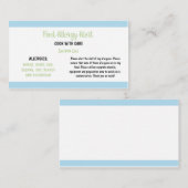 Modèle de la carte d'alerte du restaurant d'allerg (Devant / Derrière)