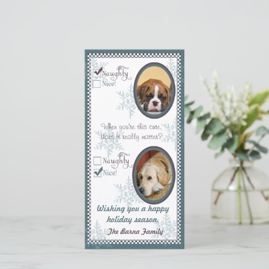 Modèle de la carte de Noël à deux chiens (Debout devant)