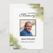 Modèle de la carte de prière funéraire (Devant / Derrière)