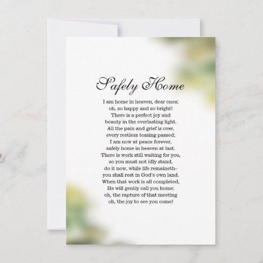 Modèle de la carte de prière funéraire (Dos)