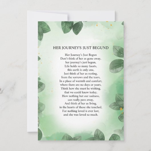 Modèle de la carte de prière funéraire (Dos)