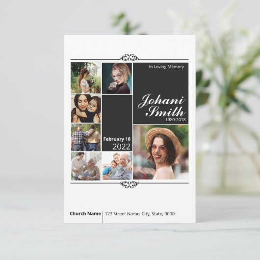 Modèle de la carte de prière funéraire (Debout devant)