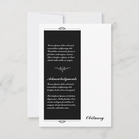 Modèle de la carte de prière funéraire (Dos)