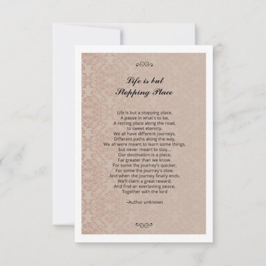 Modèle de la carte de prière funéraire (Dos)