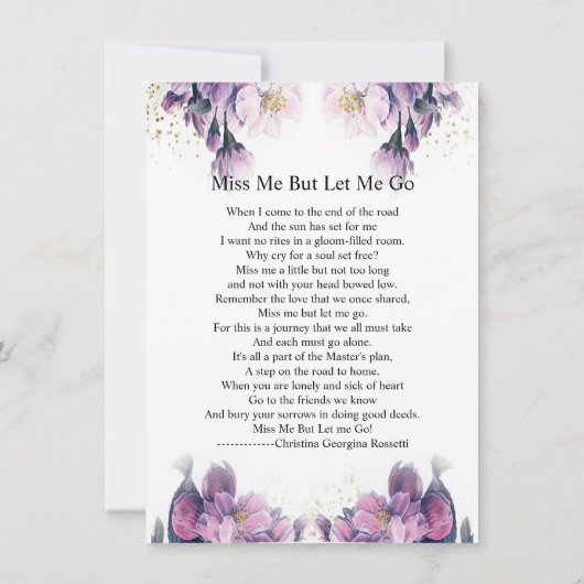 Modèle de la carte de prière funéraire (Dos)