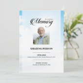 Modèle de la carte de prière funéraire Blue Sky (Debout devant)