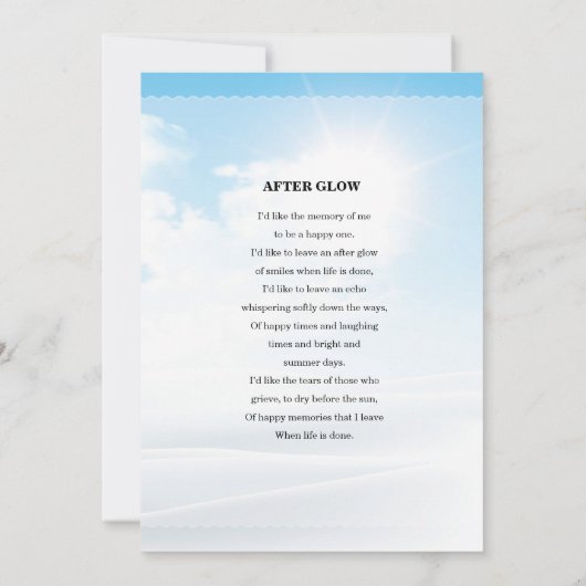 Modèle de la carte de prière funéraire Blue Sky (Dos)