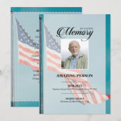 Modèle de la carte de prière funéraire patriotique (Devant / Derrière)