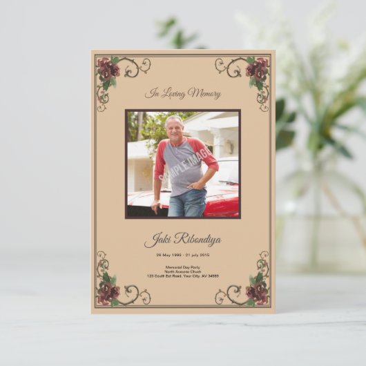 Modèle de la carte de programme funéraire (Debout devant)