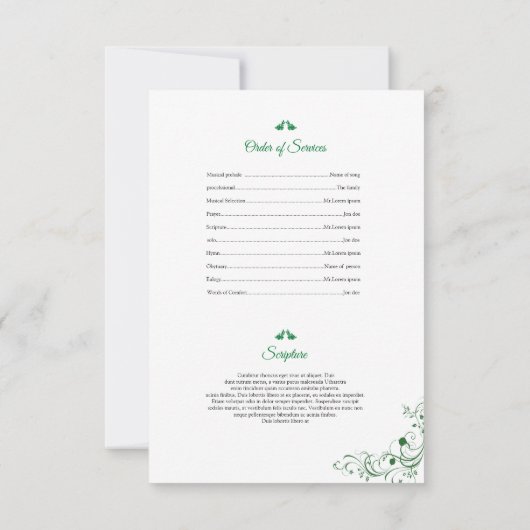 Modèle de la carte de programme funéraire Memorial (Dos)