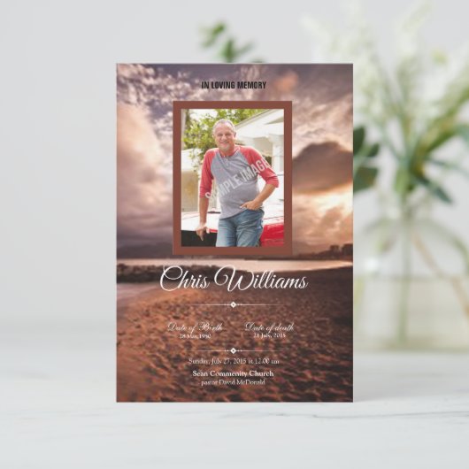 Modèle de la carte de programme funéraire Memorial (Debout devant)