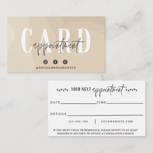 Modèle de la carte de rendez-vous, conception mode (Devant / Derrière)