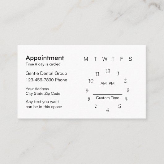Modèle de la carte de rendez-vous pour dentiste (Devant)
