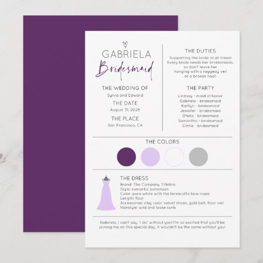 Modèle de la carte d'information et de proposition (Devant / Derrière)