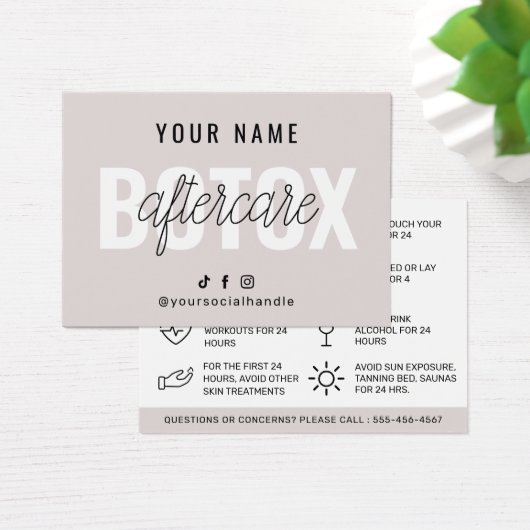 Modèle de la carte d'instruction Botox Aftercare  (Bureau)