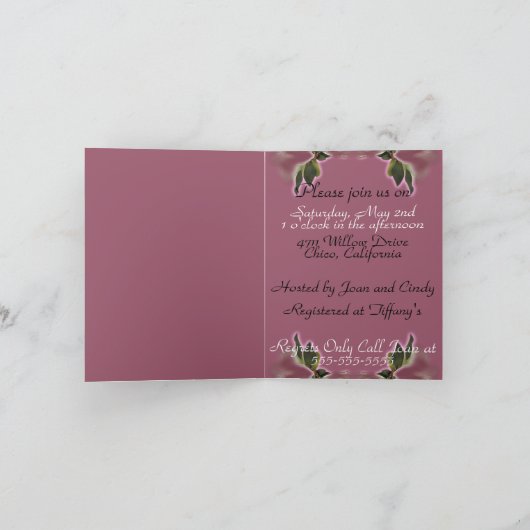 Modèle de la carte d'invitation de douches nuptial (Intérieur)