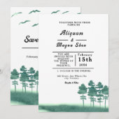 Modèle de la carte d'invitation de mariage d'hiver (Devant / Derrière)