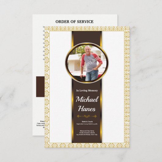 Modèle de la carte du programme funéraire (Devant / Derrière)