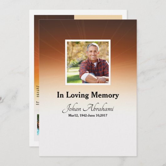 Modèle de la carte du programme funéraire (Devant / Derrière)