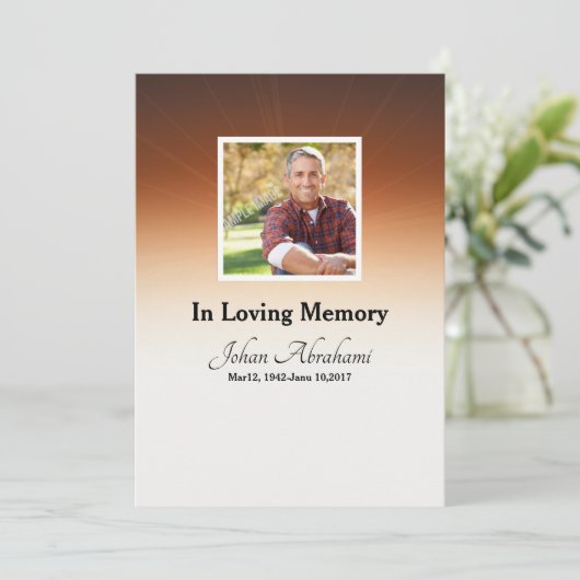 Modèle de la carte du programme funéraire (Debout devant)