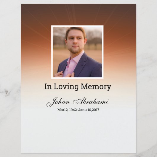 Modèle de la carte du programme funéraire (Devant)